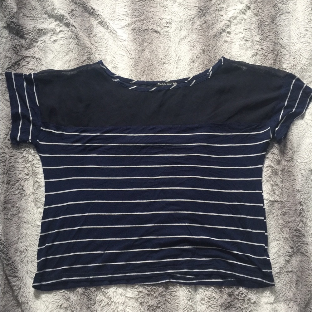 Blue and white striped top